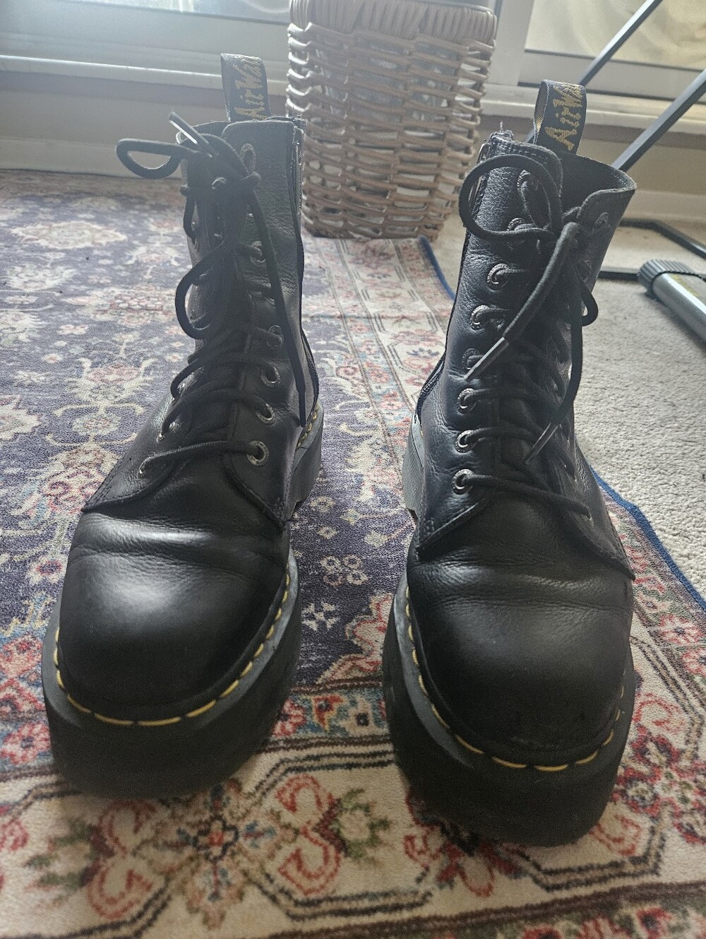Dr. Martens Jadon black leather platform boots. 9W/8M.